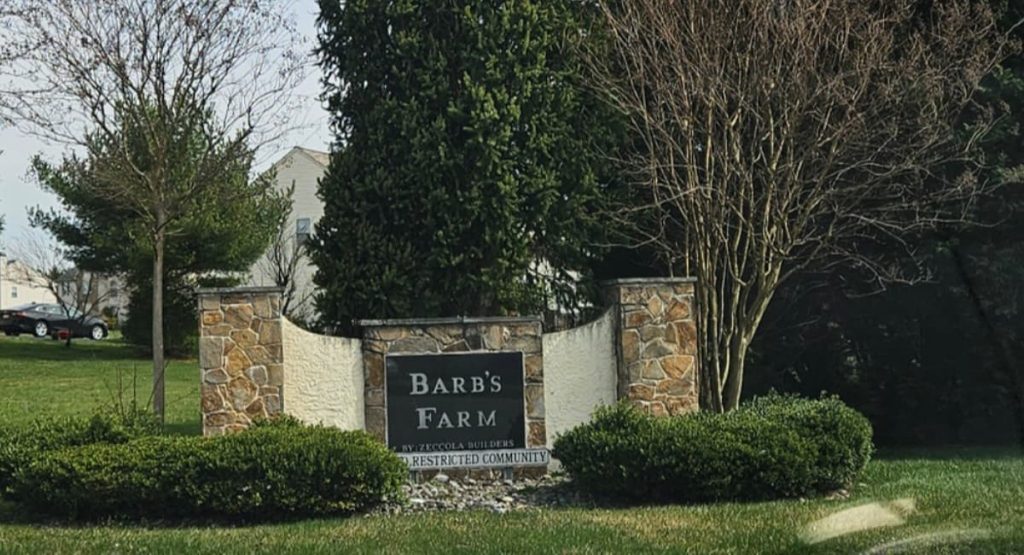 Sign saying Barb's Farm in New Castle, DE