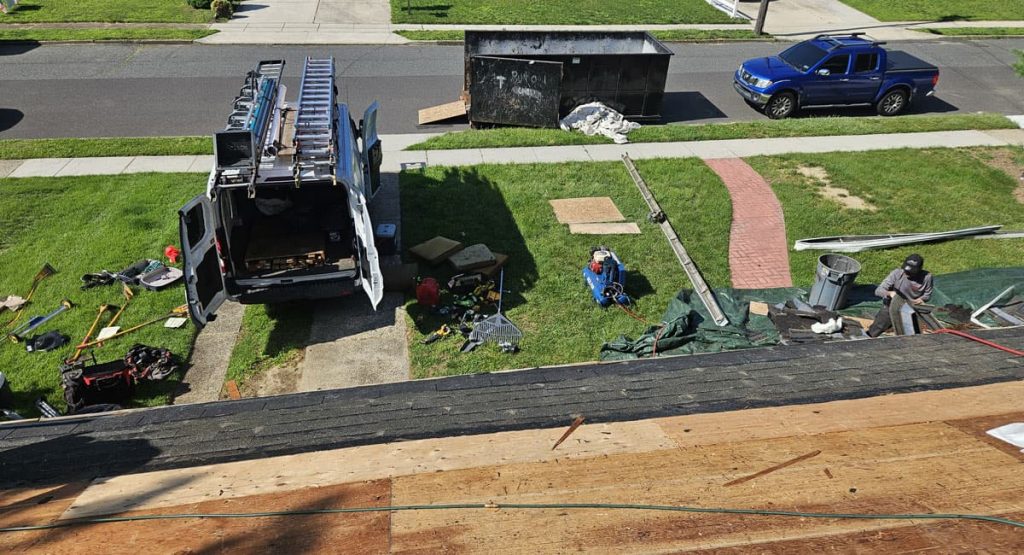 Tearing off old roof in Wenonah, NJ
