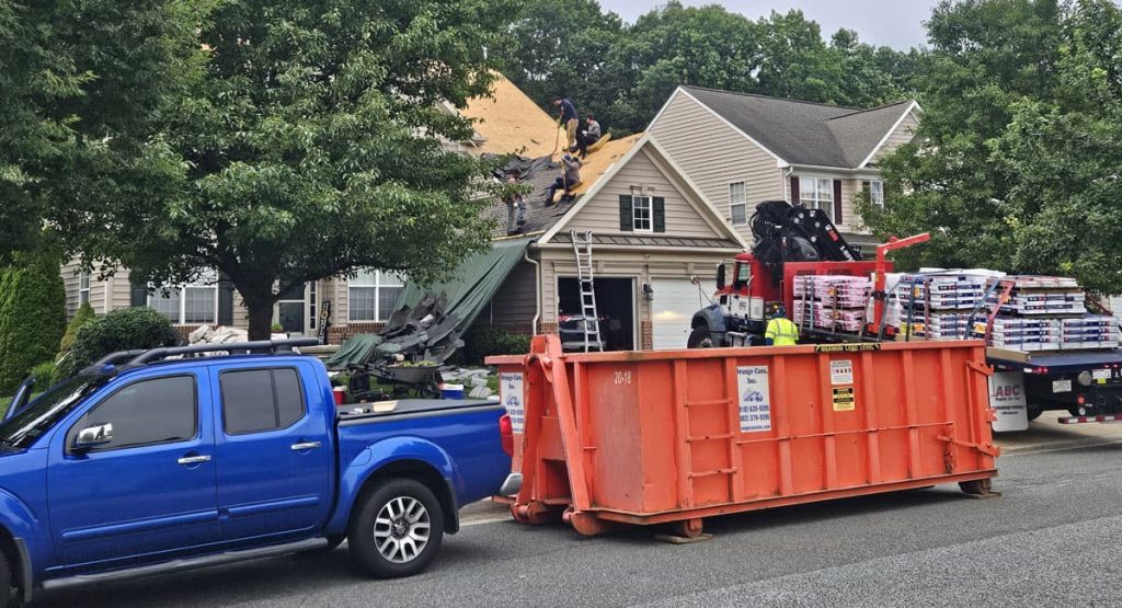 tearing off the old roof in Middletown, DE