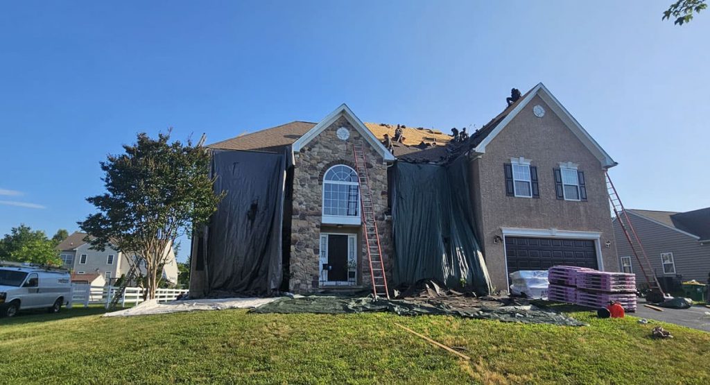 Tearing off the old roof in Middletown, DE