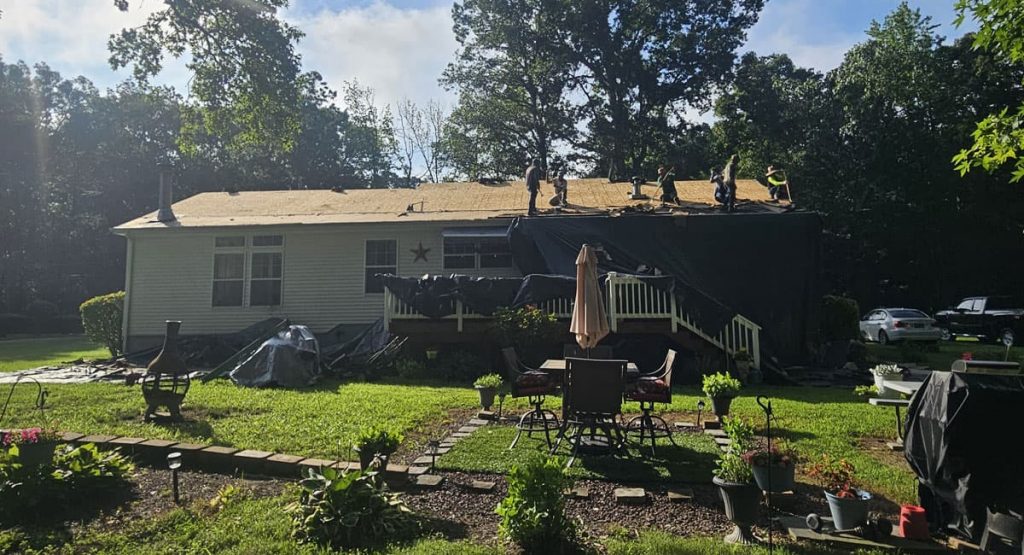 Tearing off the old roof in Townsend, DE
