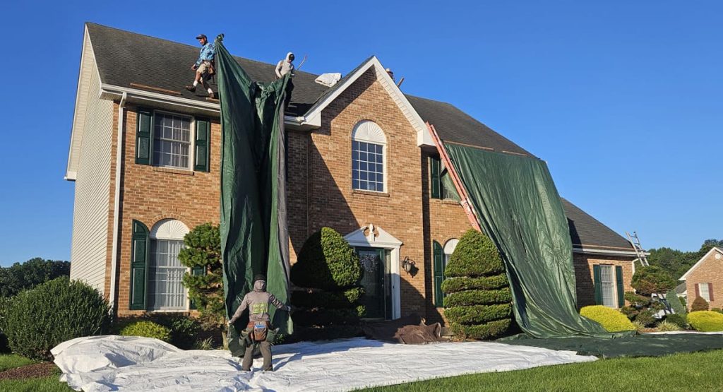 Tearing off the old roof in Bear, DE
