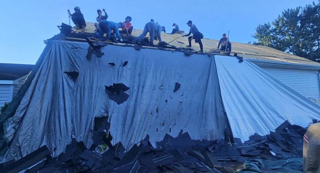 Tearing off the old roof in Bear, DE