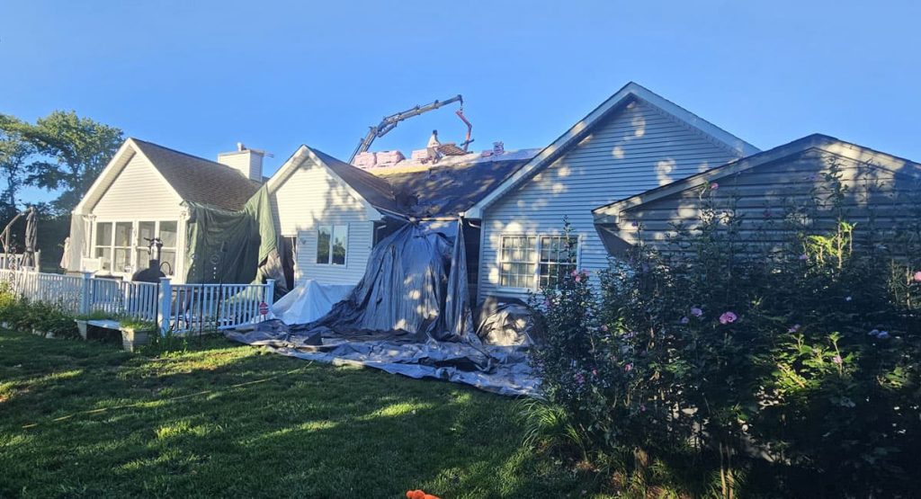 Tearing off the old roof in Bear, DE