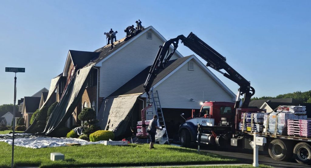Tearing off the old roof in Bear, DE