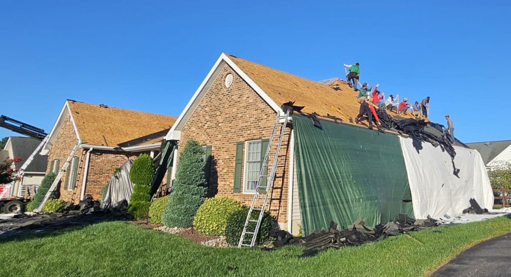 Tearing off the old roof in Bear, DE