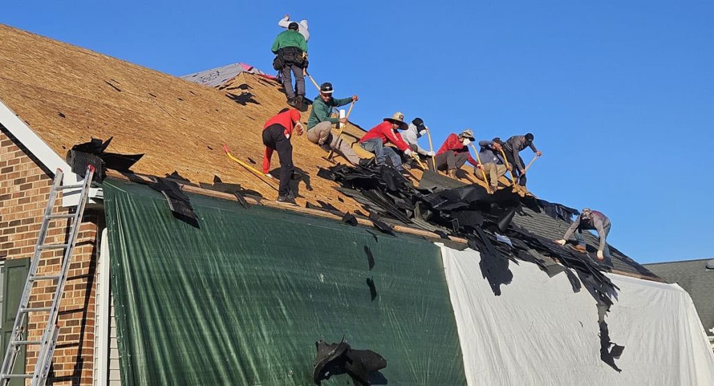 Tearing off the old roof in Bear, DE
