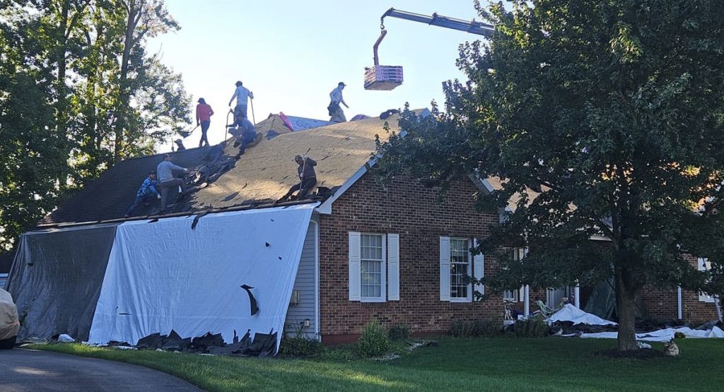 Tearing off the old roof in Bear, DE