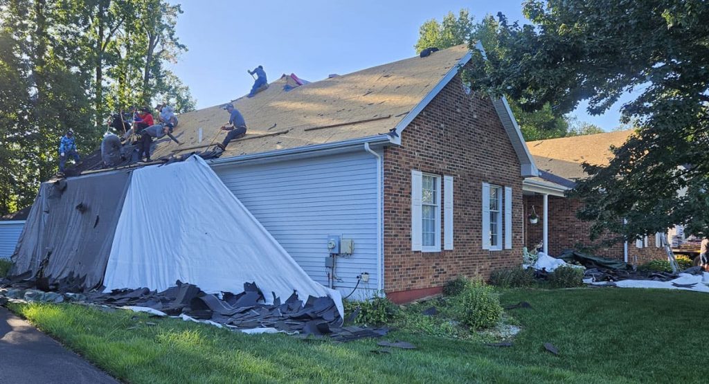 Tearing off the old roof in Bear, DE
