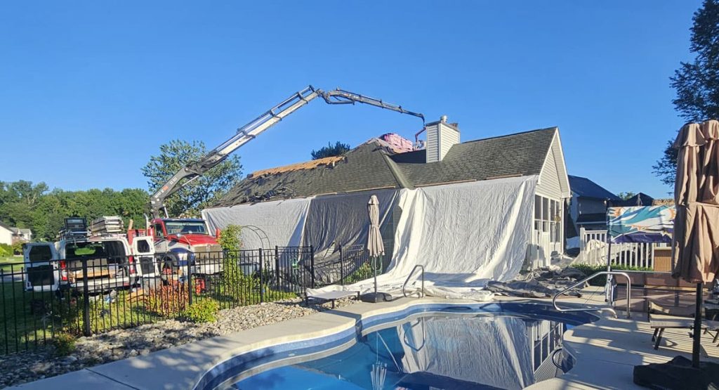 Tearing off the old roof in Bear, DE