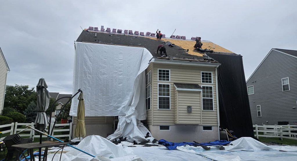 Tearing off the old roof in Middletown, DE