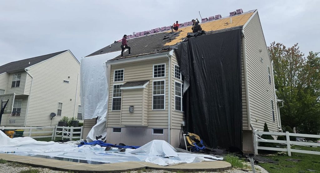 Tearing off the old roof in Middletown, DE