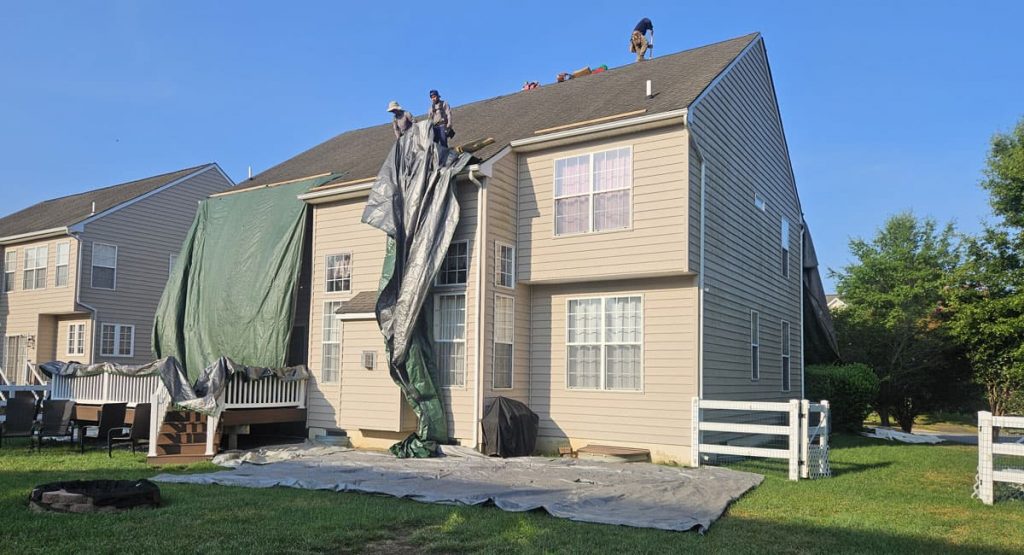 Tearing off the old roof in Middletown, DE