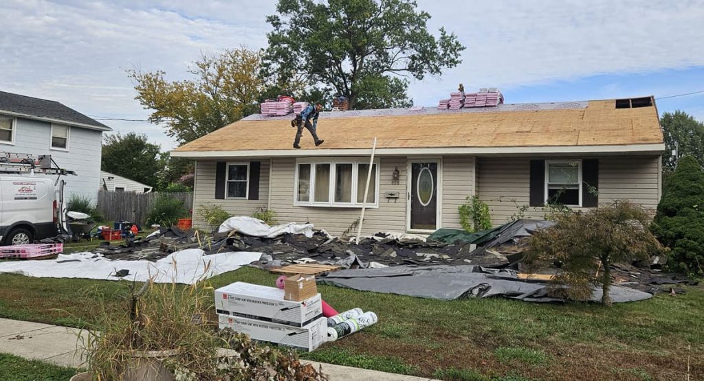 Tearing off the old roof in Somerdale, NJ