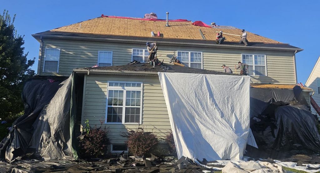 Tearing off the old roof in Middletown, DE
