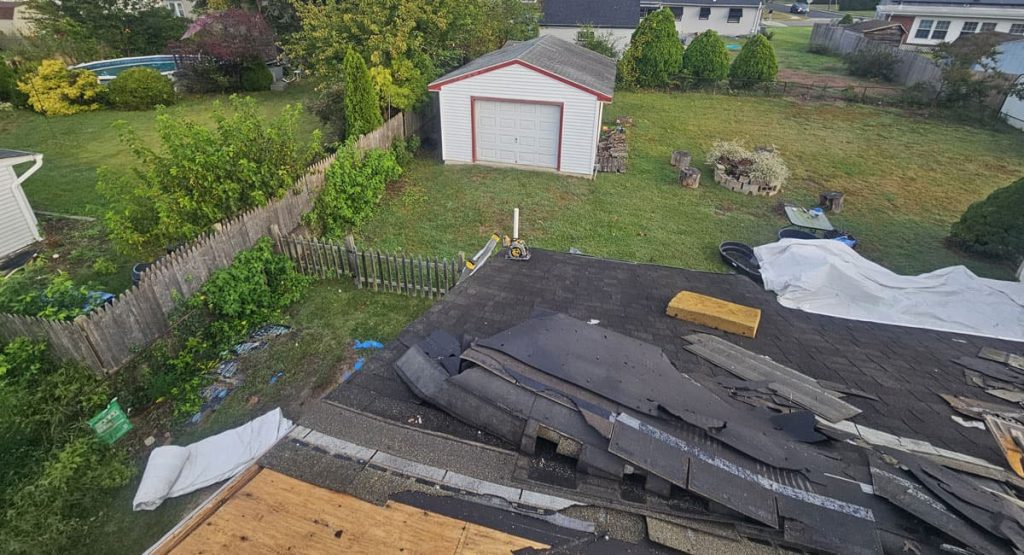 Tearing off the old roof in Somerdale, NJ
