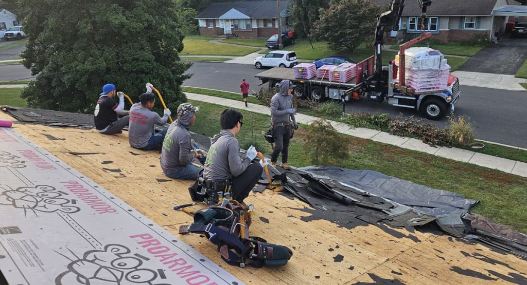 Tearing off the old roof in Somerdale, NJ