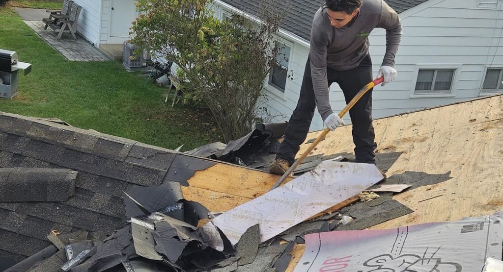 Tearing off the old roof in Somerdale, NJ