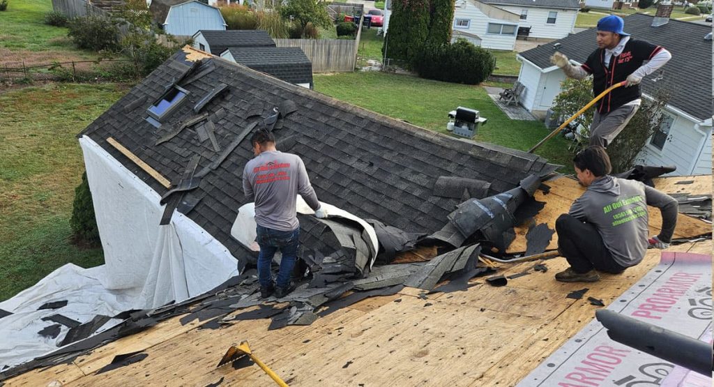 Tearing off the old roof in Somerdale, NJ