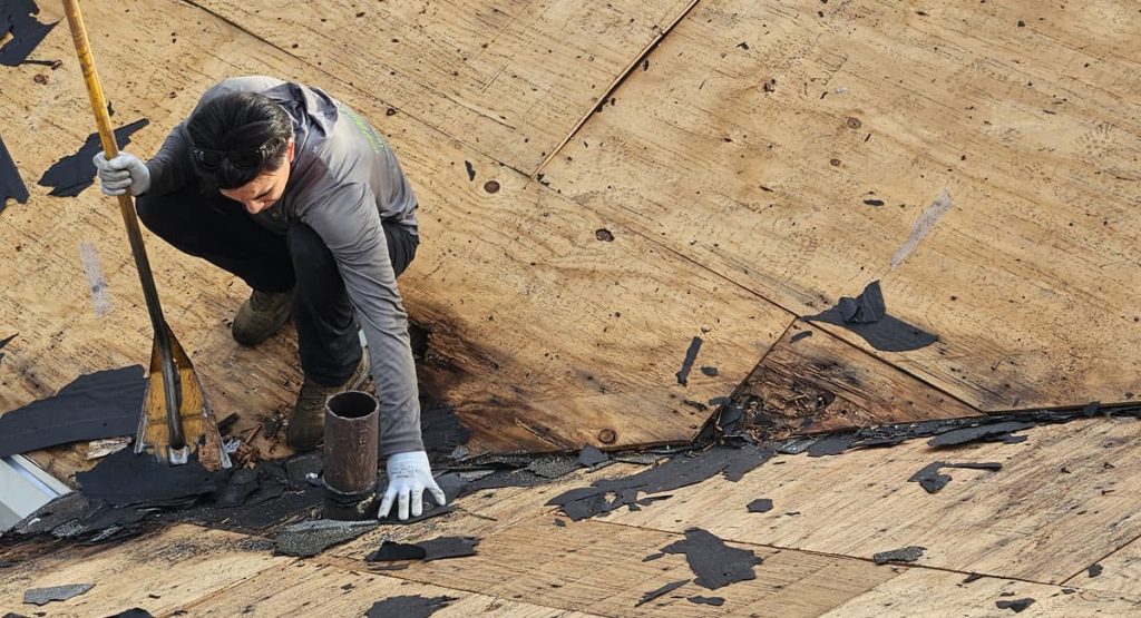 Tearing off the old roof in Somerdale, NJ