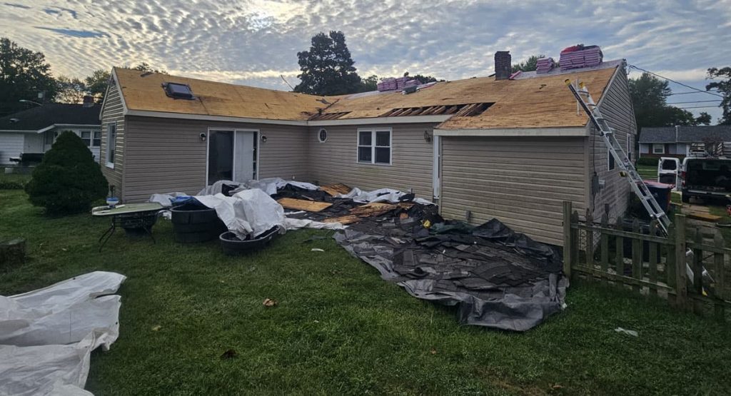 Tearing off the old roof in Somerdale, NJ