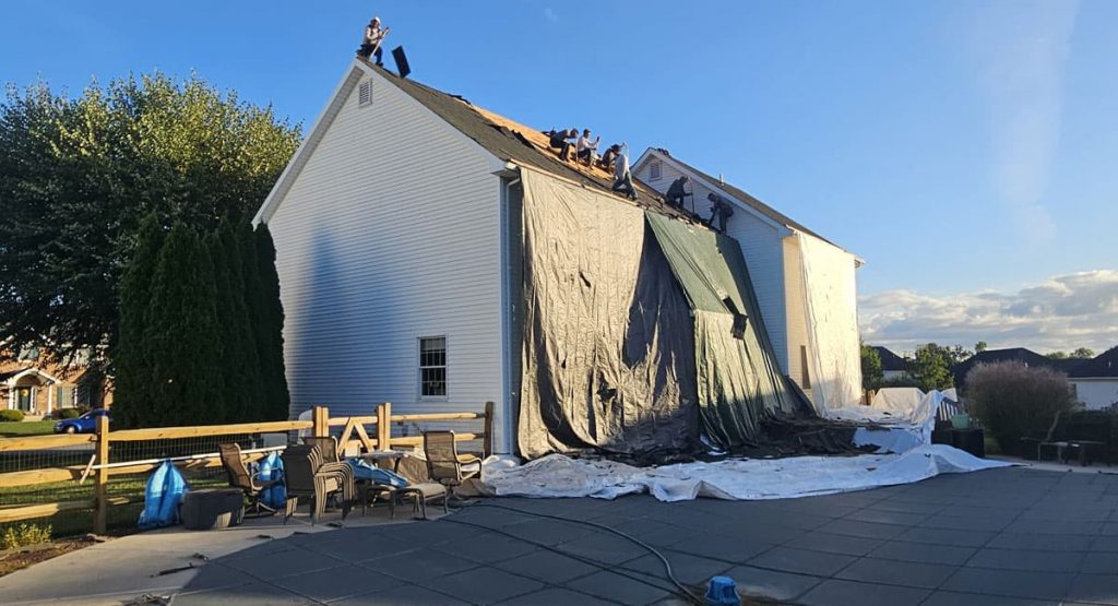 Tearing off the old roof in Bear, DE