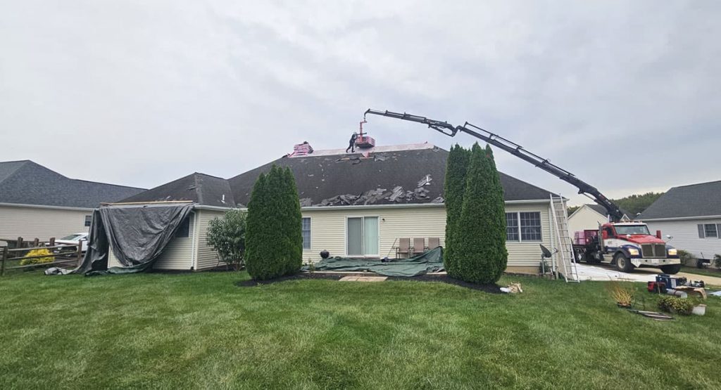 Tearing off the old roof in Bear, DE