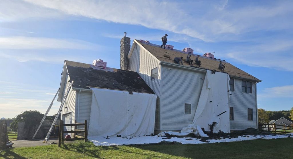 Tearing off the old roof in Bear, DE
