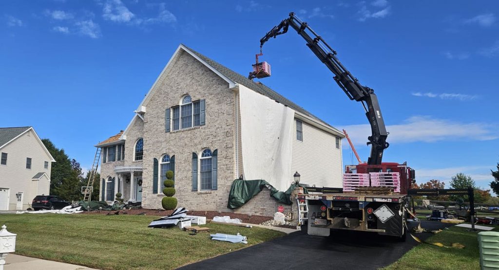 Tearing off the old roof in Bear, DE