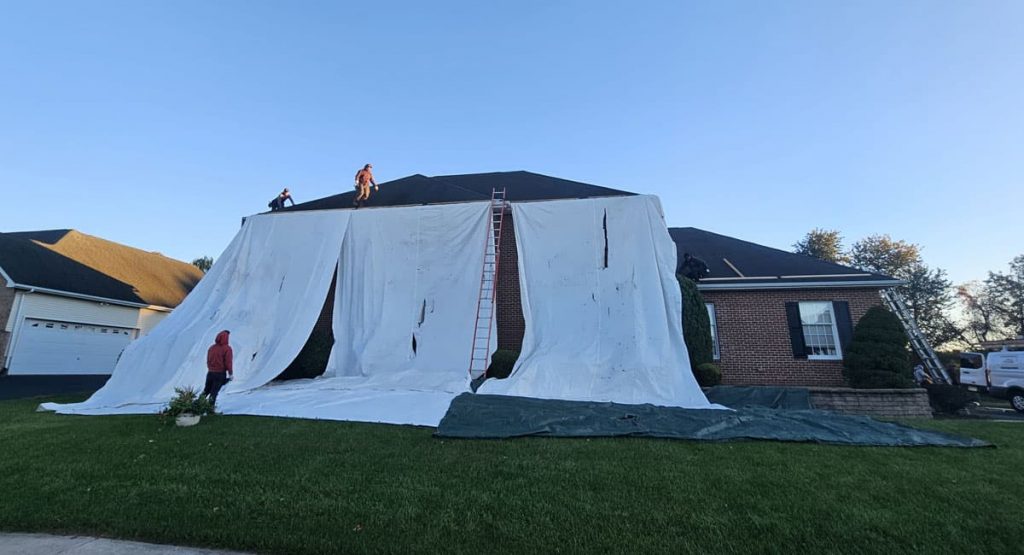 Tearing off the old roof in Bear, DE
