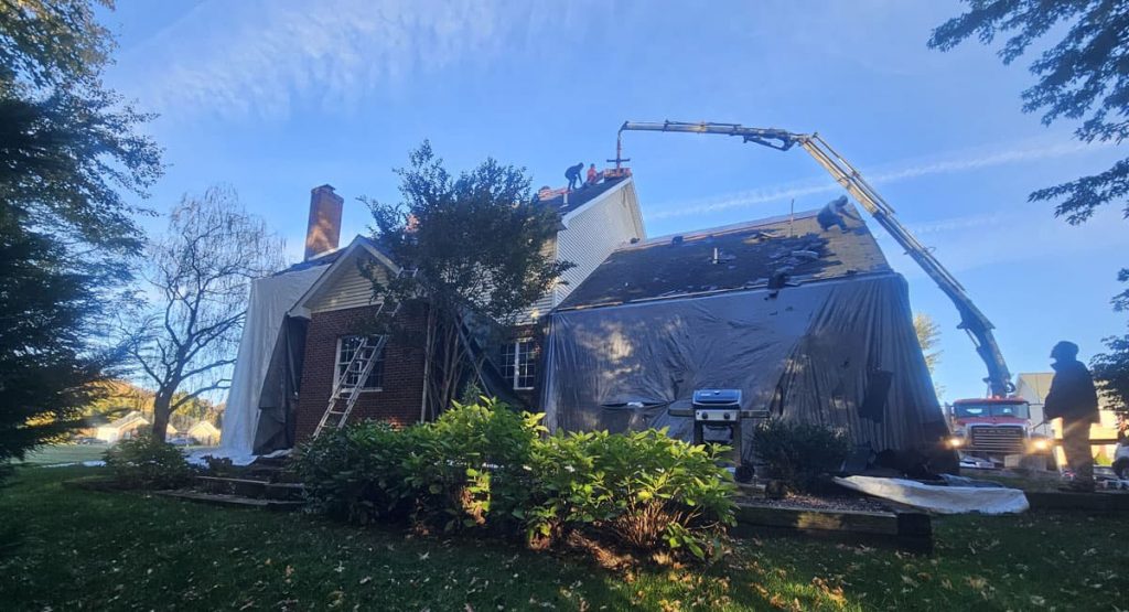 Tearing off the old roof in Bear, DE