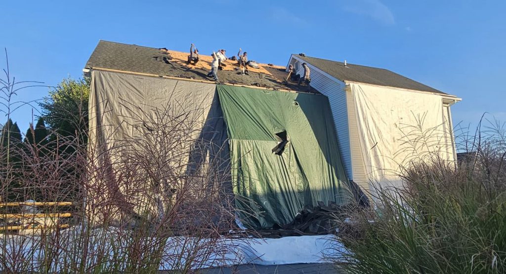 Tearing off the old roof in Bear, DE