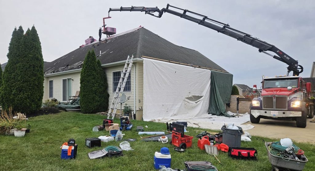 Tearing off the old roof in Bear, DE