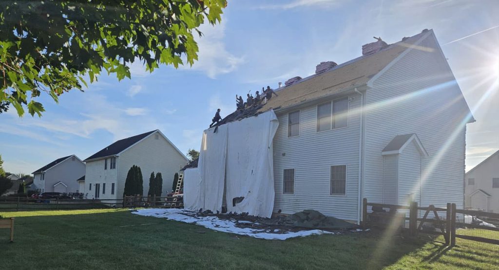 Tearing off the old roof in Bear, DE