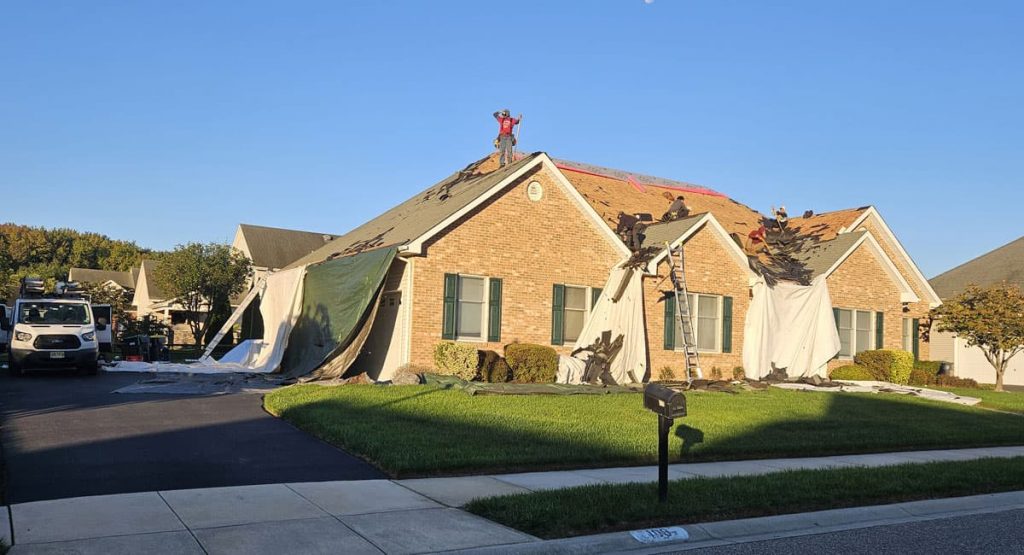 Tearing off the old roof in Bear, DE