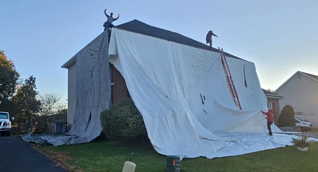 Tearing off the old roof in Bear, DE