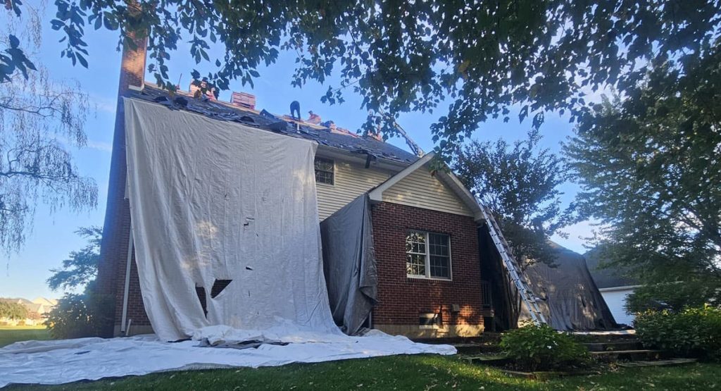 Tearing off the old roof in Bear, DE