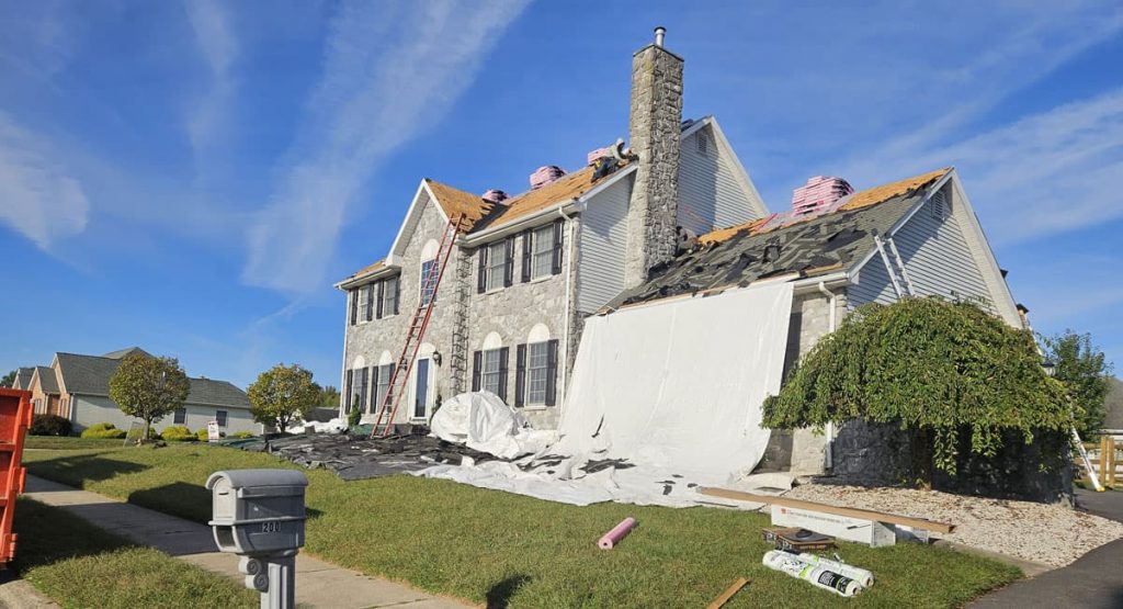 Tearing off the old roof in Bear, DE