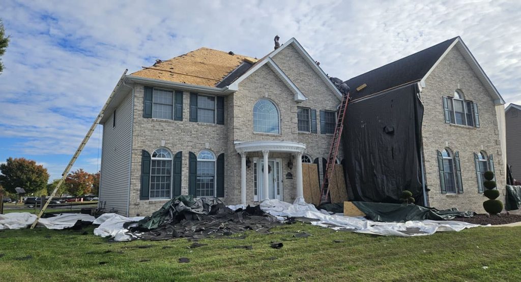 Tearing off the old roof in Bear, DE