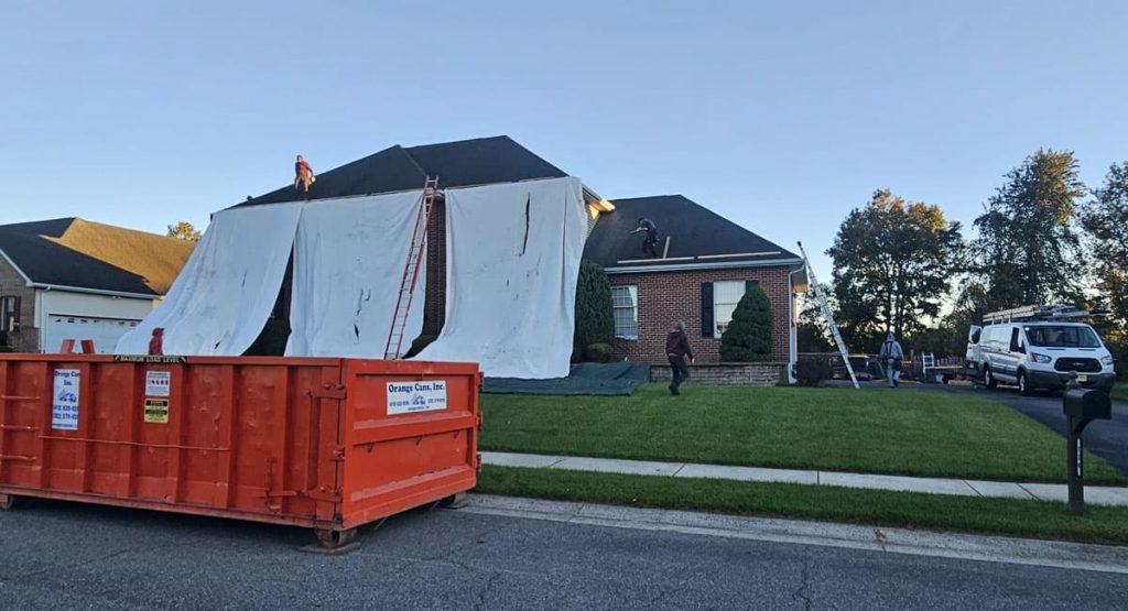 Tearing off the old roof in Bear, DE