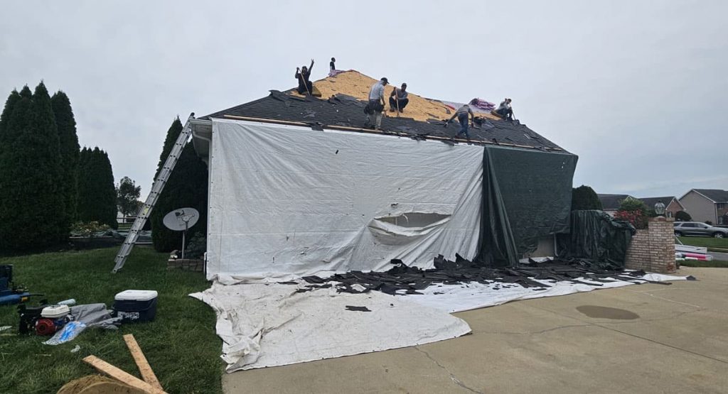 Tearing off the old roof in Bear, DE