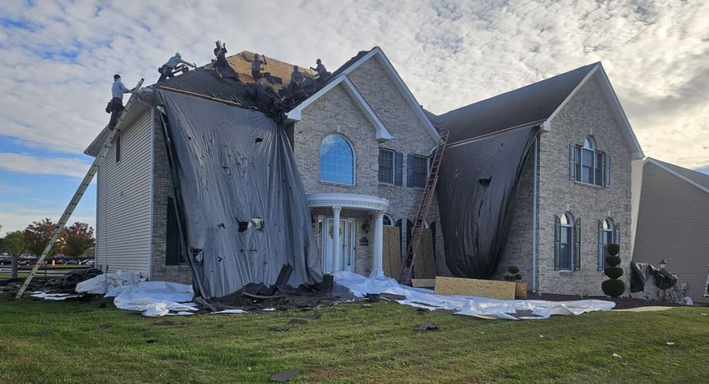 Tearing off the old roof in Bear, DE
