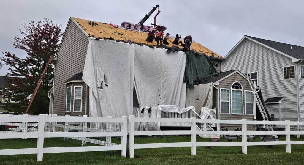 Tearing off the old roof in Middletown, DE