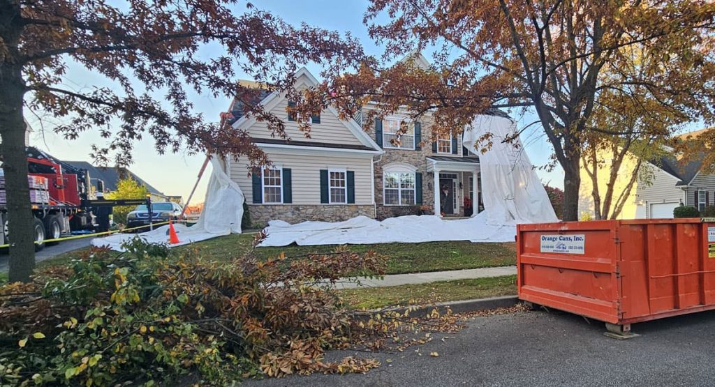 Tearing off the old roof in Middletown, DE