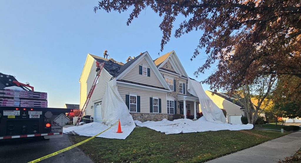 Tearing off the old roof in Middletown, DE