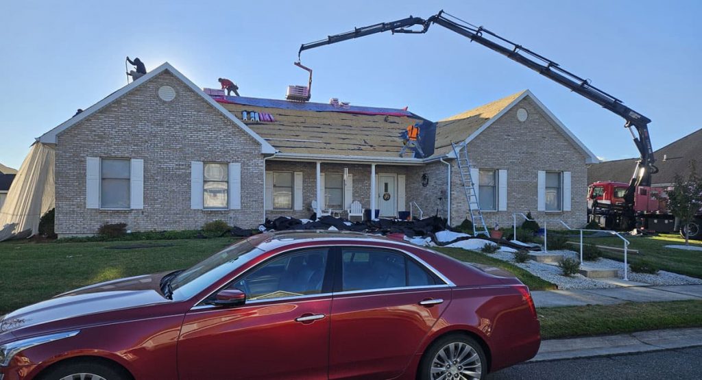 Tearing off the old roof in Bear, DE