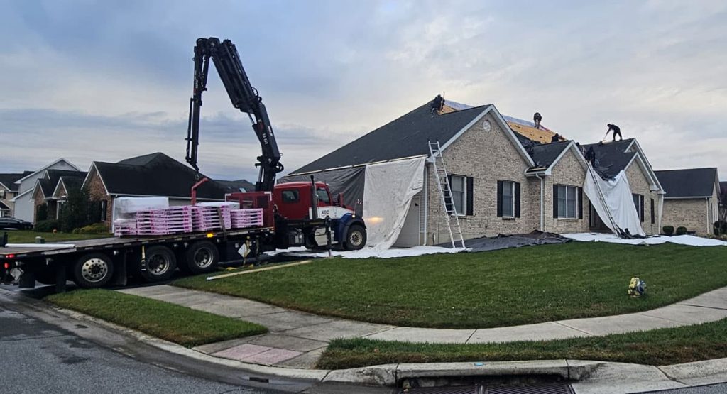 Tearing off the old roof in Bear, DE