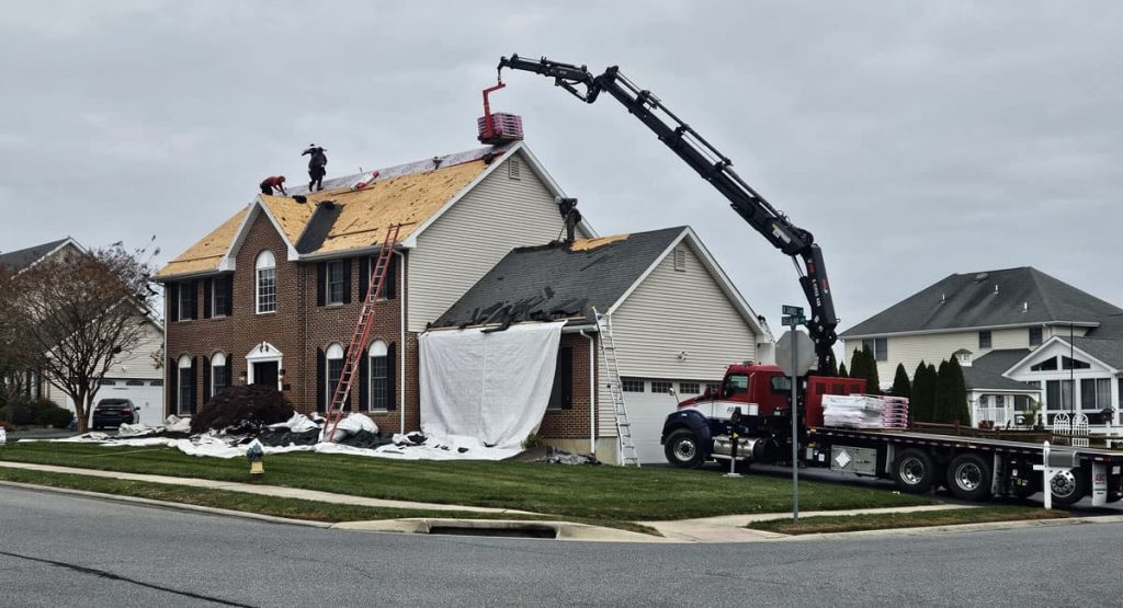 Tearing off the old roof in Bear, DE