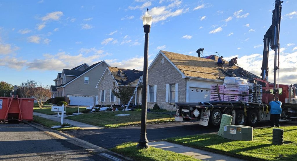 Tearing off the old roof in Bear, DE