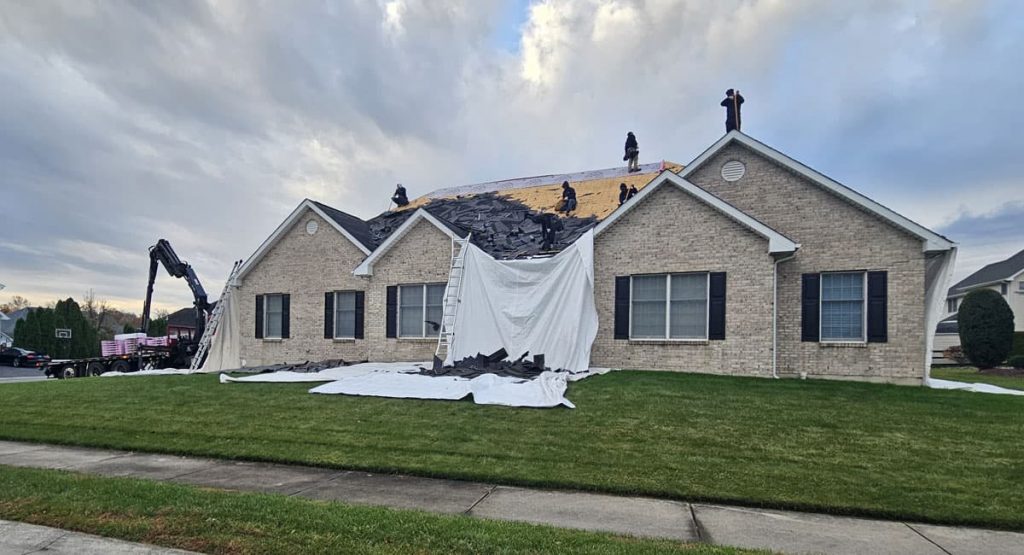 Tearing off the old roof in Bear, DE